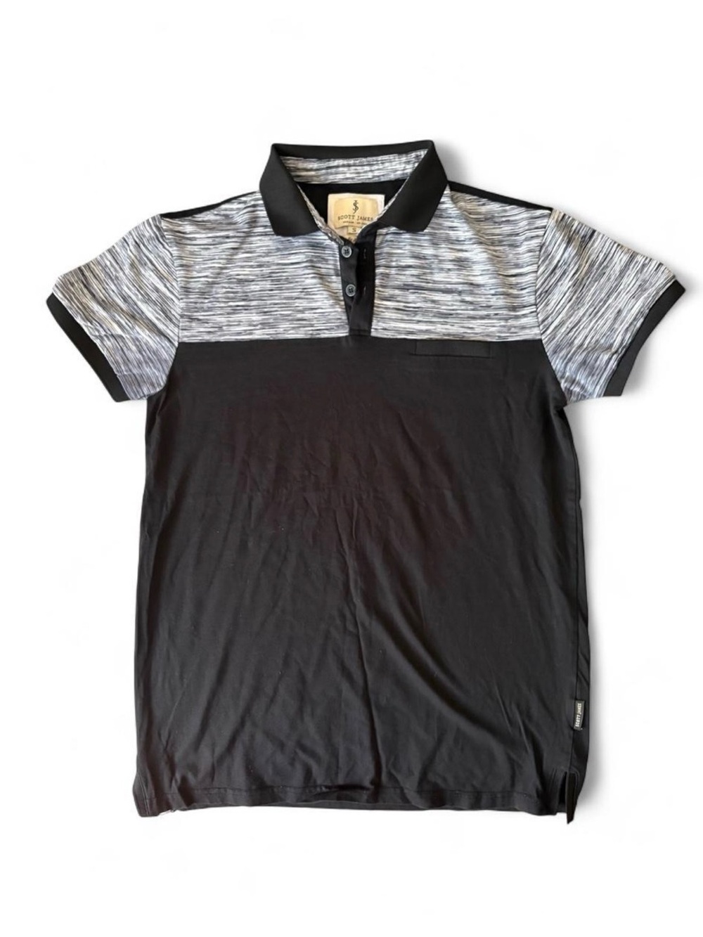 Men's Black Polo with Heather Gray Yoke and Sleeves - Classic Casual